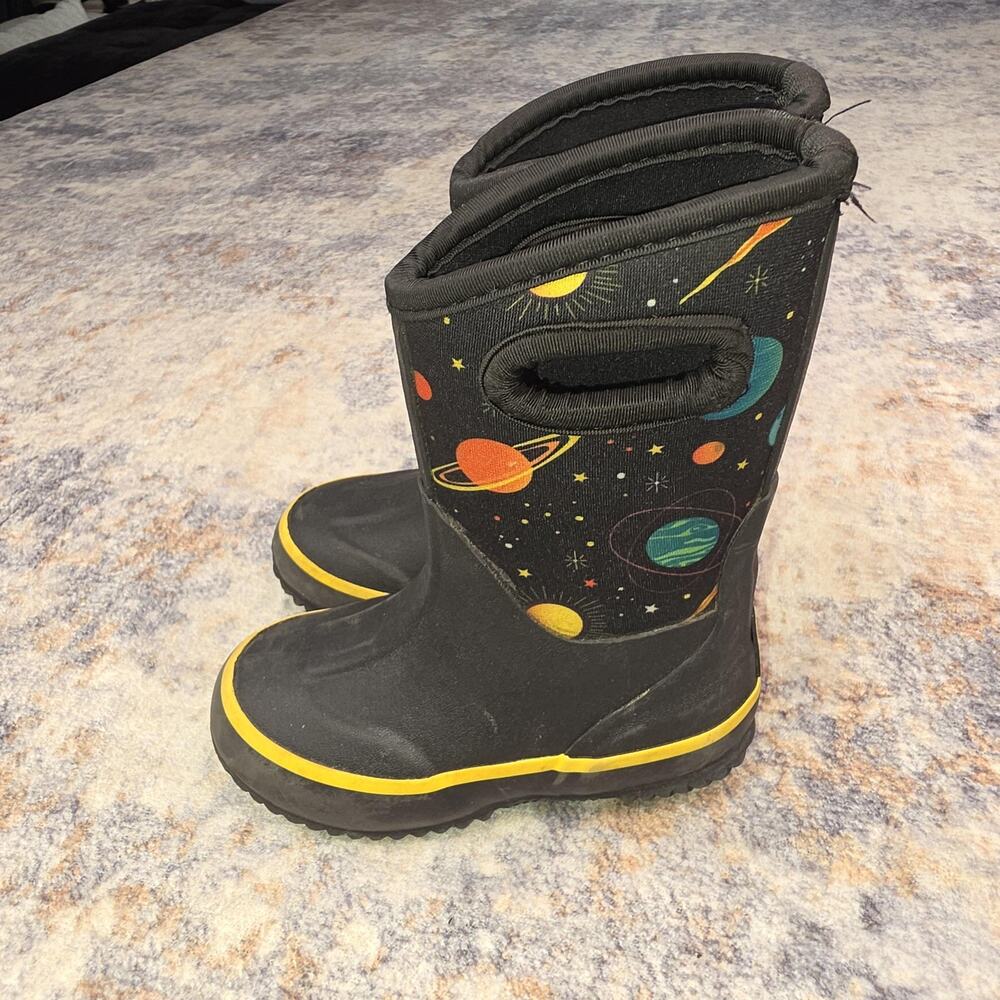 Lone Cone Boots Kids Size 7 Black MudBoot Space Planets Waterproof Winter Snow - Picture 4 of 13